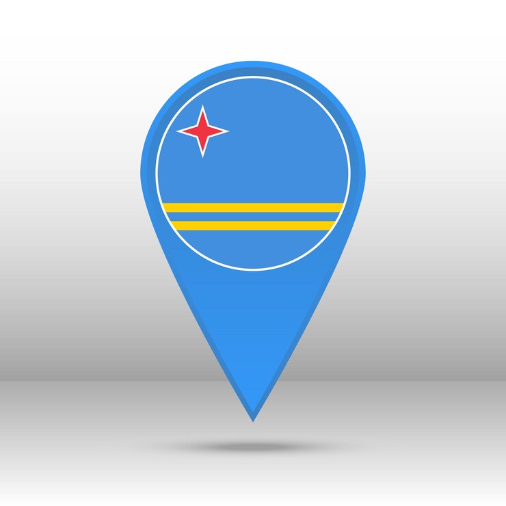 Vector pin mapa aruba bandera
