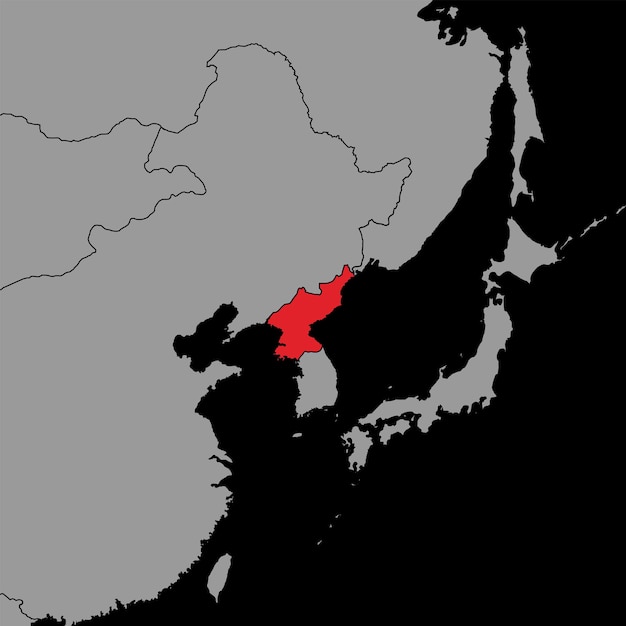 Pin mapa con la bandera de Corea del Norte en el mapa mundial ilustración vectorial