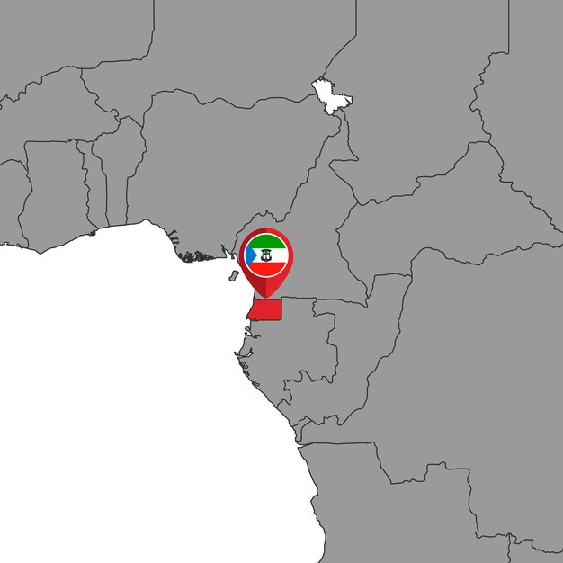 Pin mapa con bandera de Guinea Ecuatorial en el mapa mundial ilustración vectorial