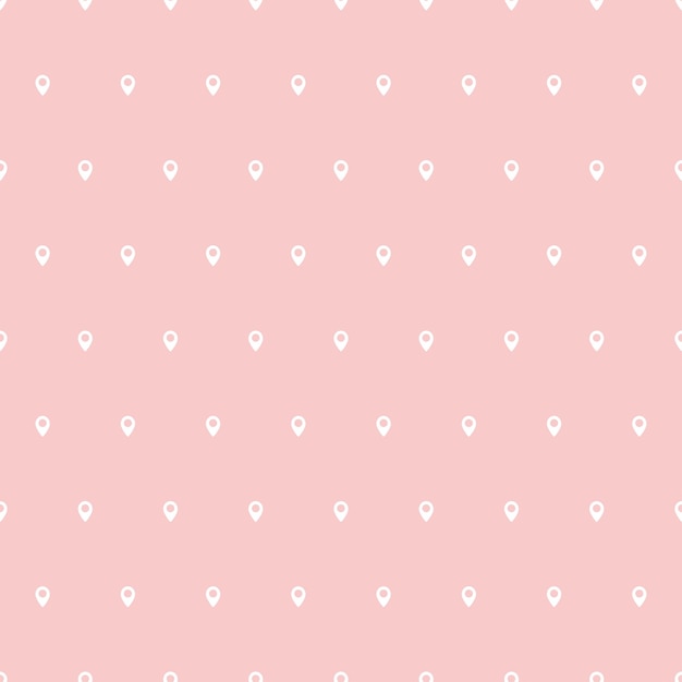 Pin de mapa pequeño blanco sobre fondo rosa Patrón sin fisuras con pin de mapa