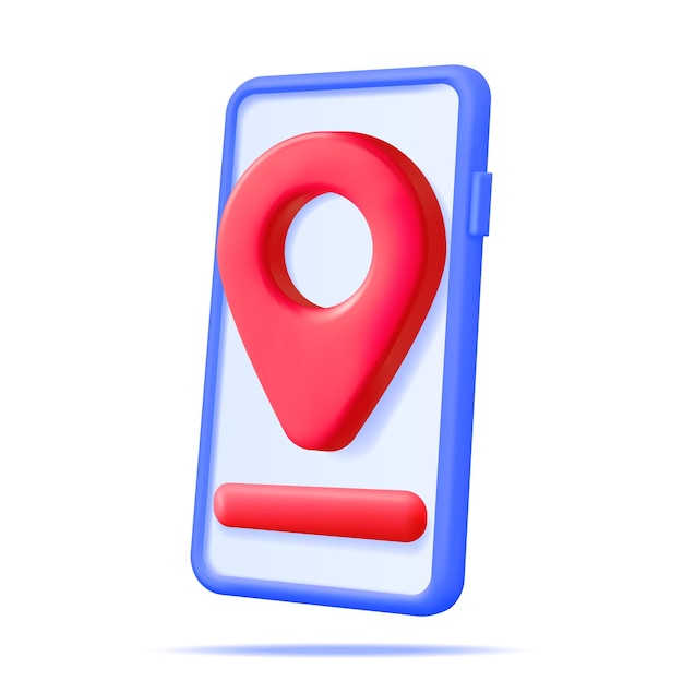 Vector pin de mapa de ubicación 3d en smartphone