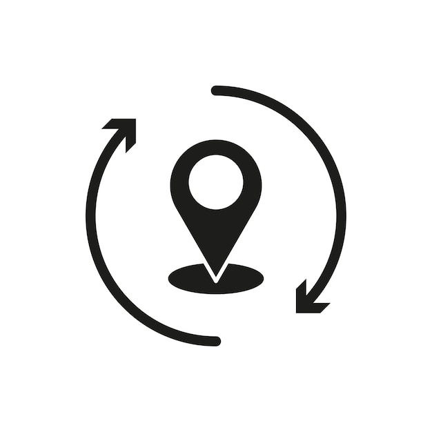 Pin mapas en flecha circular Actualización del ícono de ubicación Ilustración vectorial EPS 10 Imagen de stock
