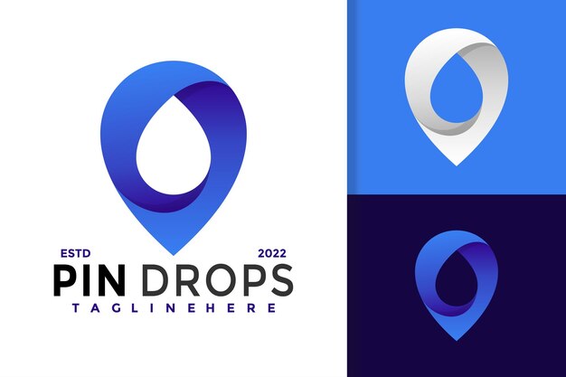 Pin mark drop logo design vector ilustración plantilla