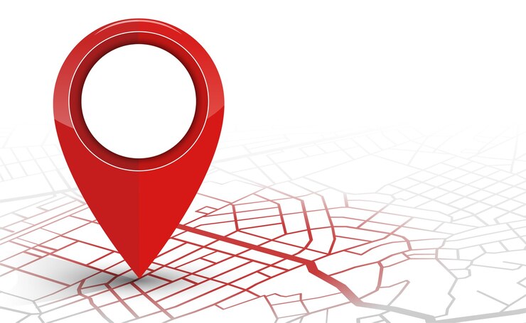 Vector pin del navegador gps comprobando el color rojo
