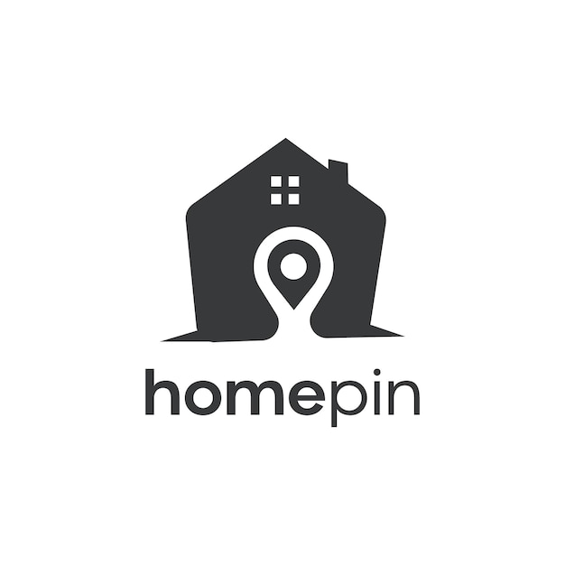 Pin point home real estate icono espacio negativo diseño de logotipo