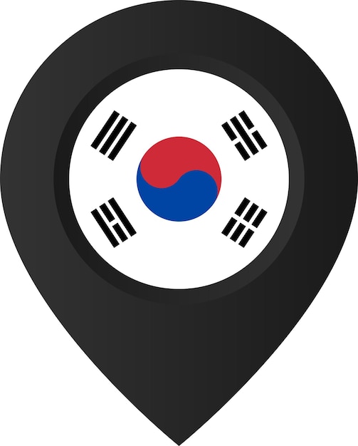 Pin de ubicación con la bandera de Corea del Sur en él