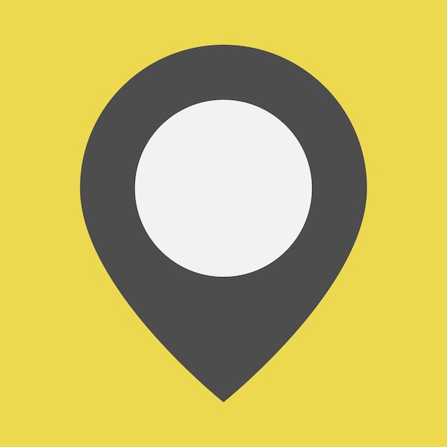 Pin de ubicación gris con gran punto blanco Marcador de mapa aislado en fondo amarillo Icono de pin vectorial