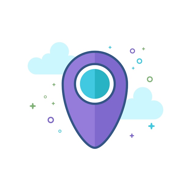 Pin ubicación mapa icono color plano estilo vector ilustración