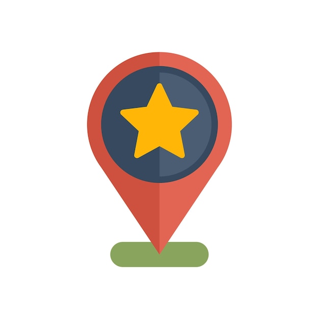 Pin de ubicación que señala un lugar importante con el icono de la estrella