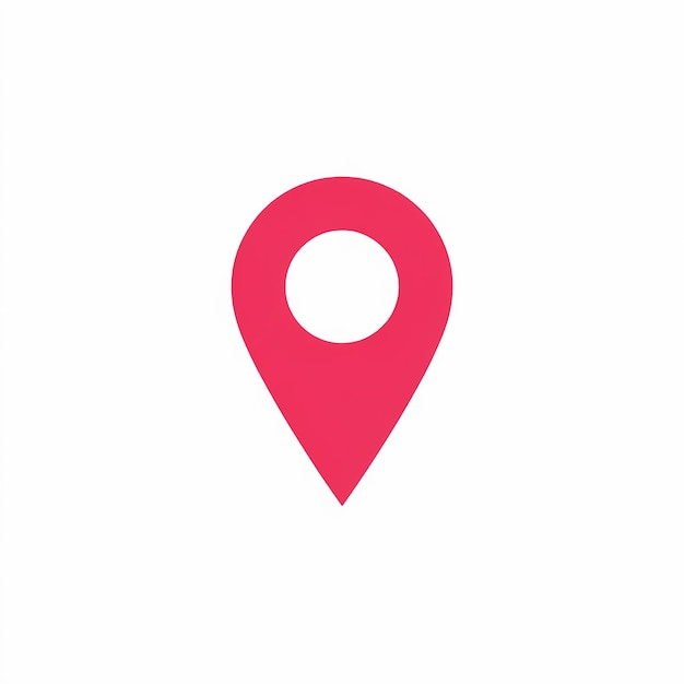 Un pin de ubicación rojo comúnmente utilizado en mapas y aplicaciones de navegación