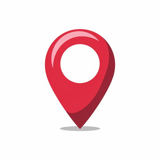 Un pin de ubicación rojo comúnmente utilizado en mapas y aplicaciones de navegación