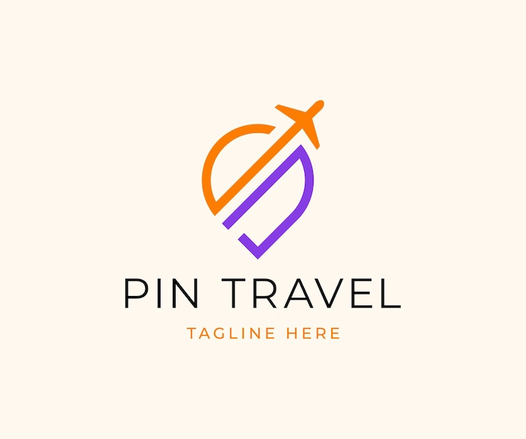 Vector pin de la ubicación del viaje destino logotipo de las vacaciones