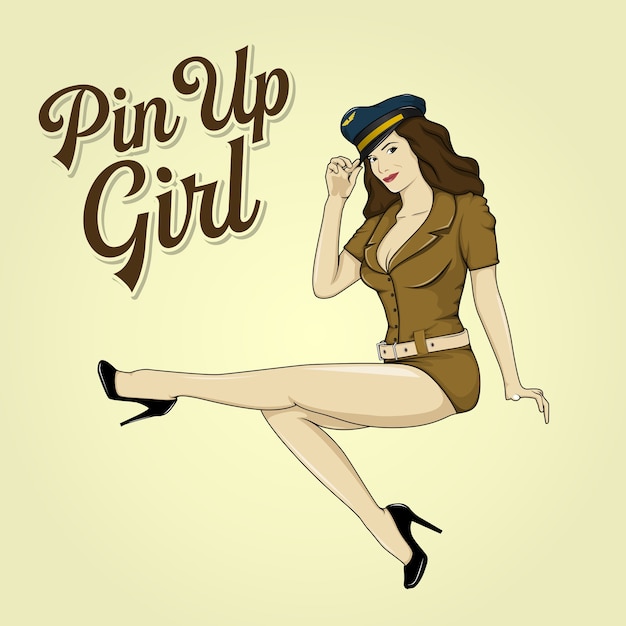 Vector pin up girl retro