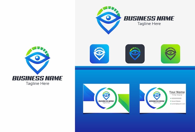 pin vision logo icono vector con concepto de tarjeta de visita