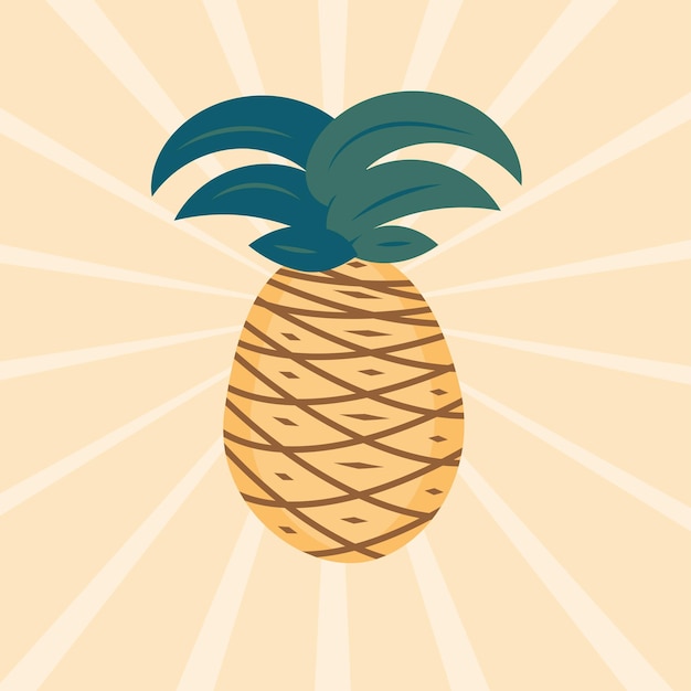Piña en estilo retro ilustración vectorial