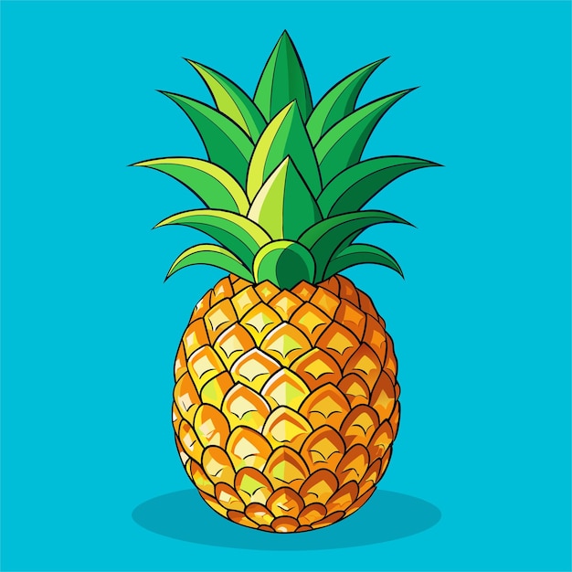 una piña con un fondo azul con una parte superior verde que dice piña en él