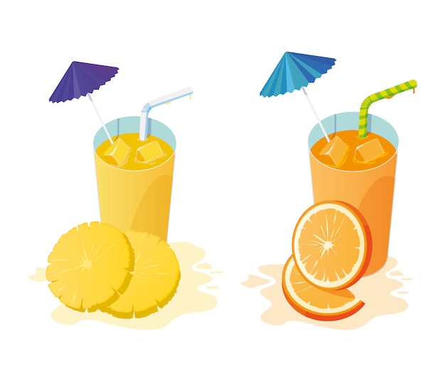 Piña fresca y jugo de naranja frutas cócteles
