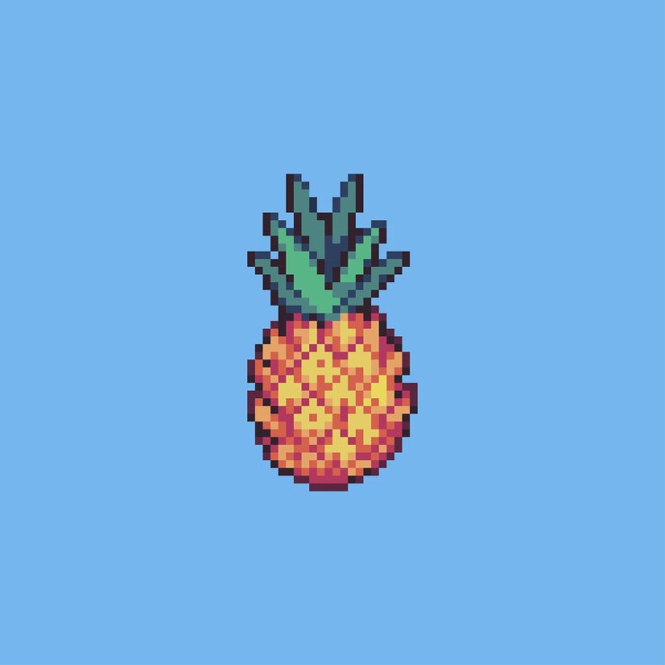 Vector piña de ilustración vectorial de pixel art totalmente editable para póster de diseño gráfico de desarrollo de juegos