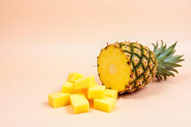 Vector piña madura fresca sobre un fondo de color sólido