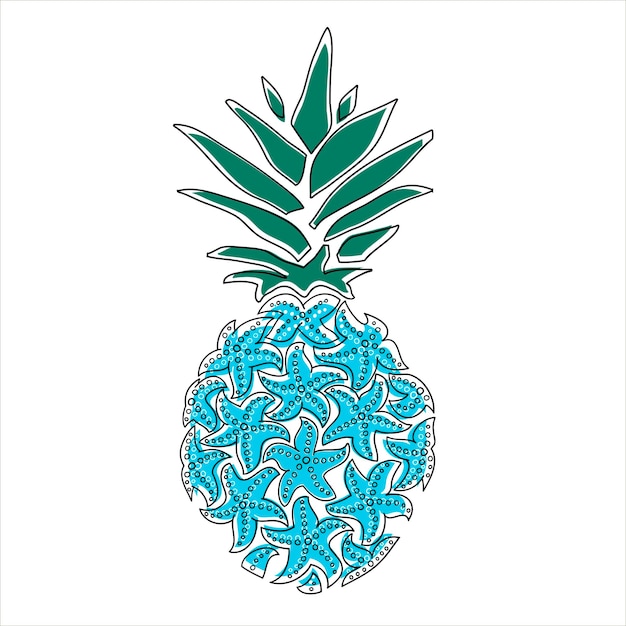 Vector piña de mar estrellas icono vector fruta tropical