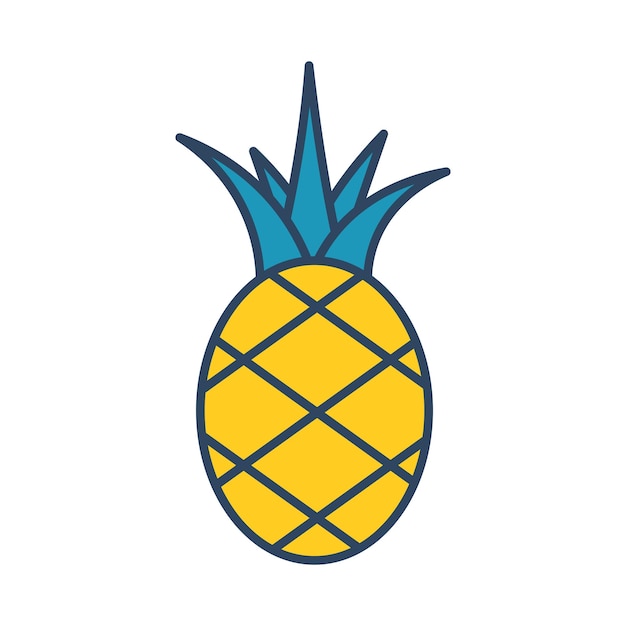 Piña retro vectorial Fruta tropical de verano en estilo retro Groovy