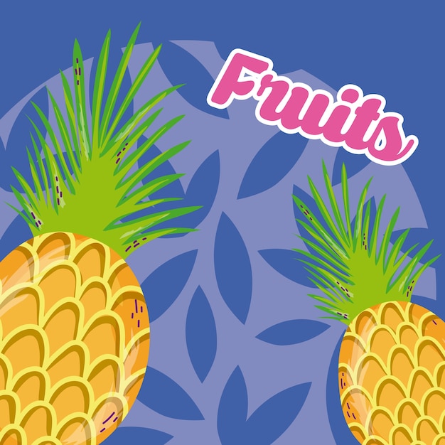 Vector piñas fruta fresca y deliciosa