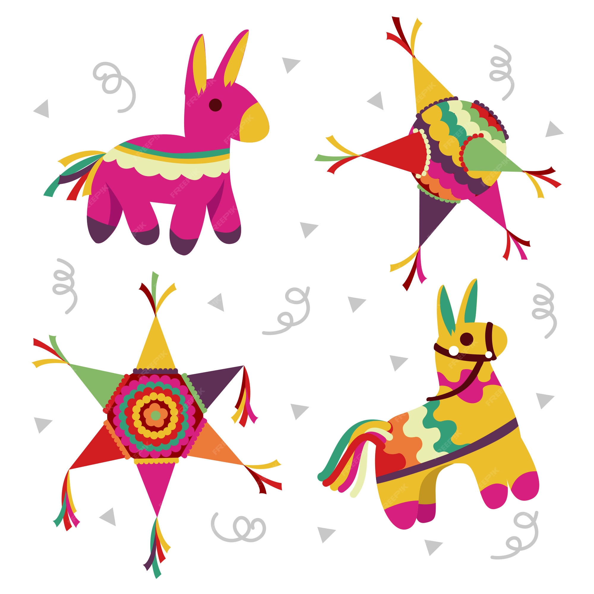 Piñatas mexicanas para colorear | Vector Premium