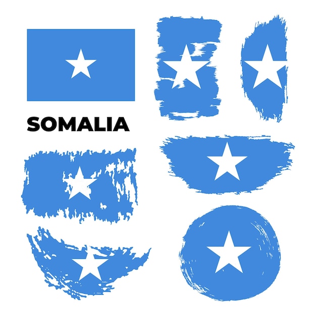 Pincel de acuarela grungy artística bandera del país de Somalia