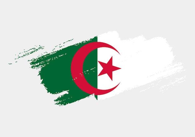Pincel artístico grunge bandera de Argelia aislado sobre fondo blanco.