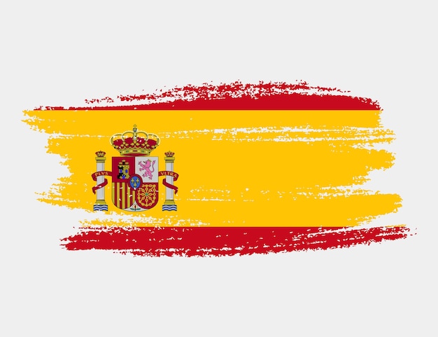 Vector pincel artístico grunge bandera de españa aislado sobre fondo blanco textura elegante de la bandera nacional del país