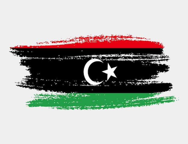 Pincel artístico grunge bandera de Libia aislado sobre fondo blanco Textura elegante de la bandera nacional del país