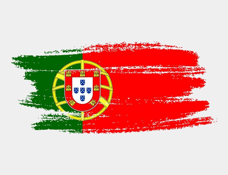 Pincel artístico grunge bandera de Portugal aislado sobre fondo blanco Textura elegante de la bandera nacional del país