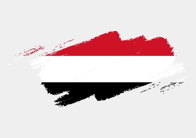 Pincel artístico grunge bandera de Yemen aislado sobre fondo blanco Textura elegante de la bandera nacional del país