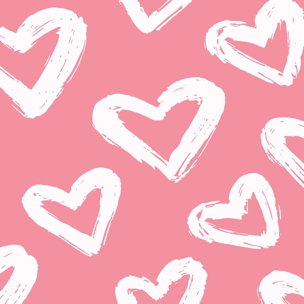 Pincel Barbie corazones rosados fondo blanco patrón sin costuras