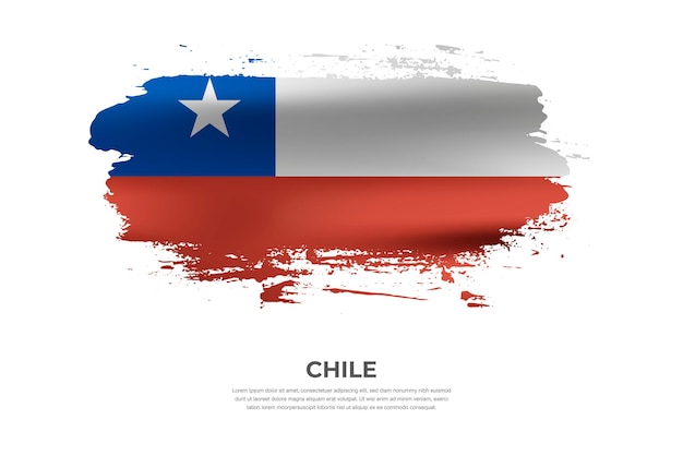 Vector pincel doblado de tela artística bandera de chile con efecto de manchas de pintura sobre fondo blanco