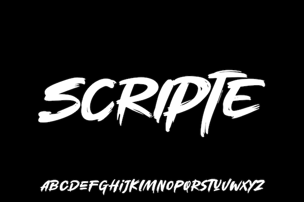 Pincel de escritura y conjunto vectorial de fuentes de alfabeto moderno