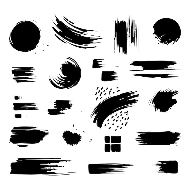 Pincel grunge elementos siluetas negras y blancas ilustración vectorial