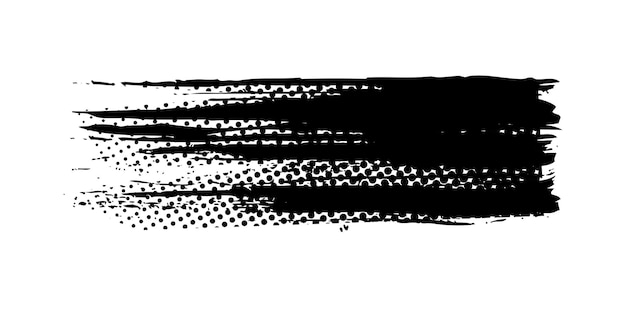 Pincel grunge textura de medio tono pincel negro elemento abstracto diseño sucio aislado