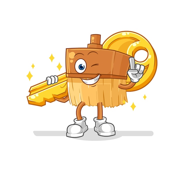 El pincel lleva el vector de dibujos animados de la mascota clave