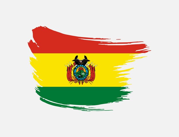 Pincel de mancha trazo pintado bandera de Bolivia sobre fondo aislado