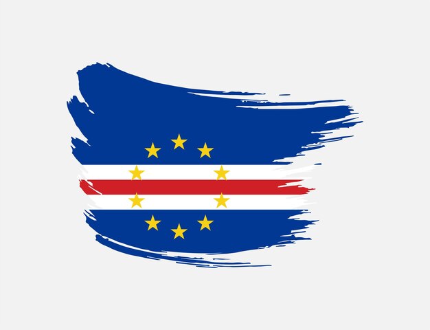 Pincel de mancha trazo pintado bandera de cabo verde sobre fondo aislado