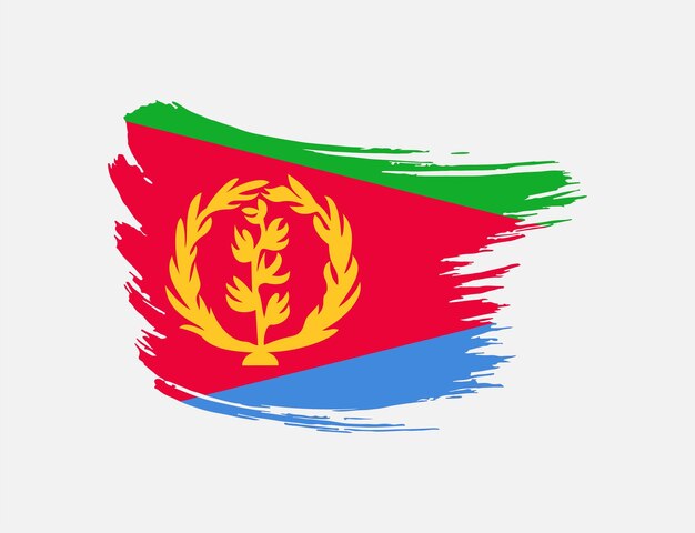 Pincel de mancha trazo pintado bandera de Eritrea sobre fondo aislado