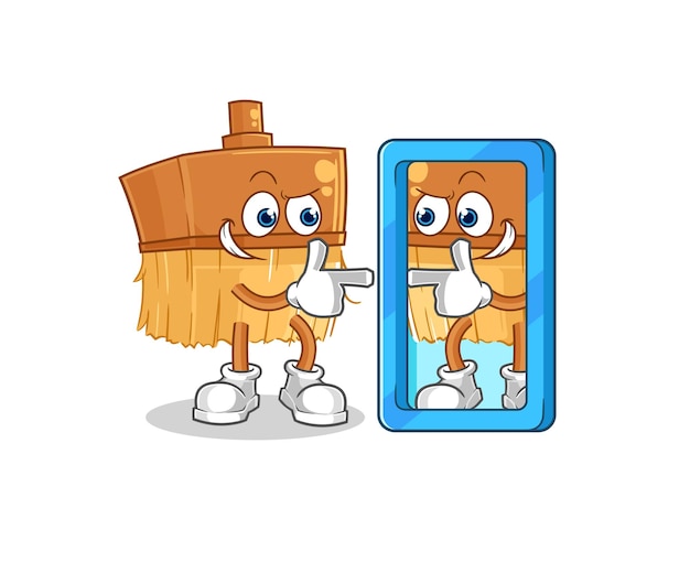 Pincel mirando en vector de mascota de dibujos animados de dibujos animados de espejo