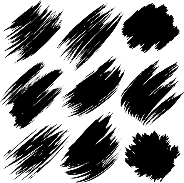 Pincel negro Conjunto de trazos abstractos