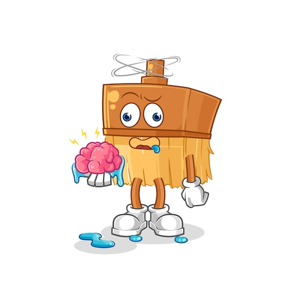Pincel sin personaje de dibujos animados de vector de cerebro