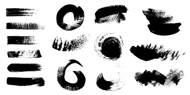 Pincel de pintura Conjunto de pinceladas de tinta grunge Colección de texturas grunge artísticas Vector sucio