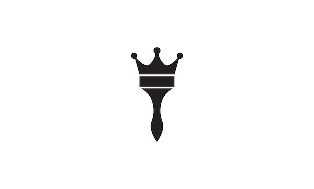 Pincel de pintura con corona logo vector símbolo icono diseño ilustración