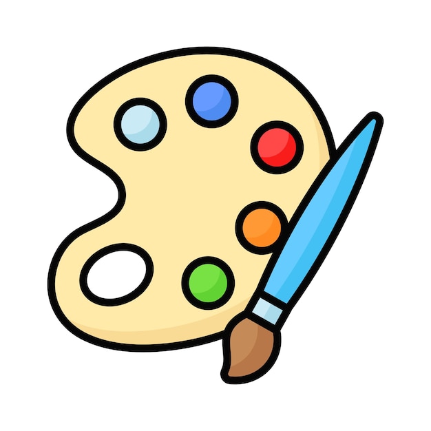 Pincel de pintura con icono de la paleta de colores de las herramientas de pintura vectorial