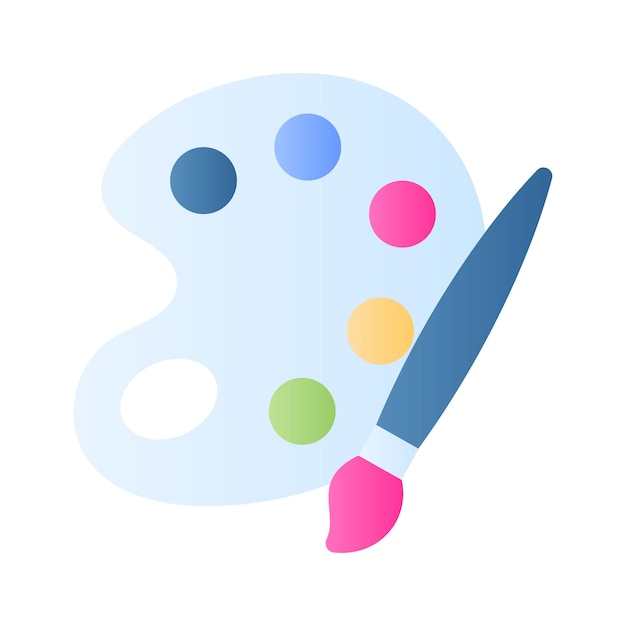 Pincel de pintura con icono de la paleta de colores de las herramientas de pintura vectorial