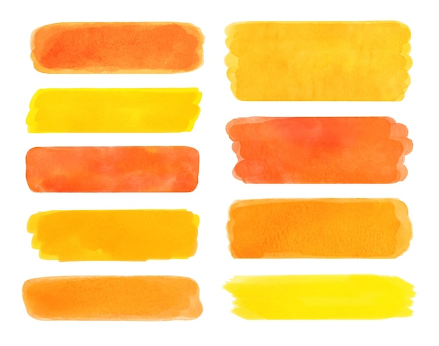 Pincel de pintura traza pancartas en colores amarillos